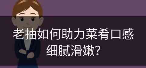 老抽如何助力菜肴口感细腻滑嫩？